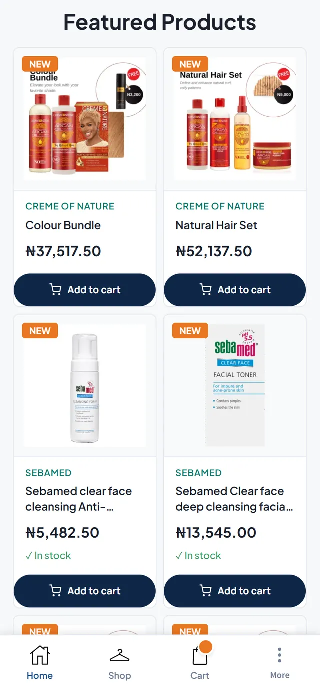CHF Heron Nigeria website on a phone, another section