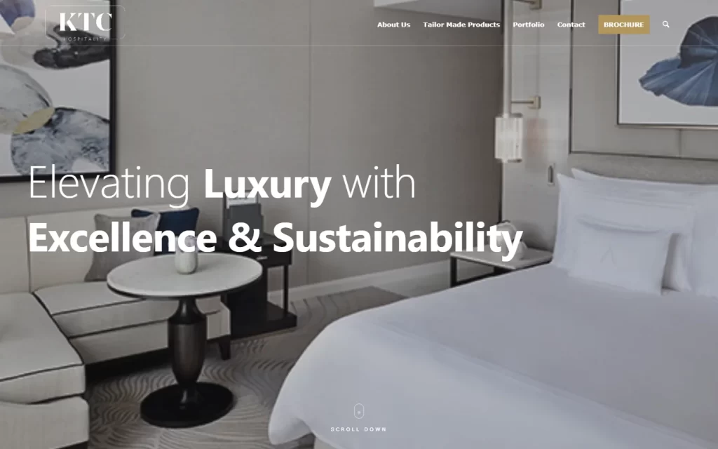 KTC Hospitality website, desktop view