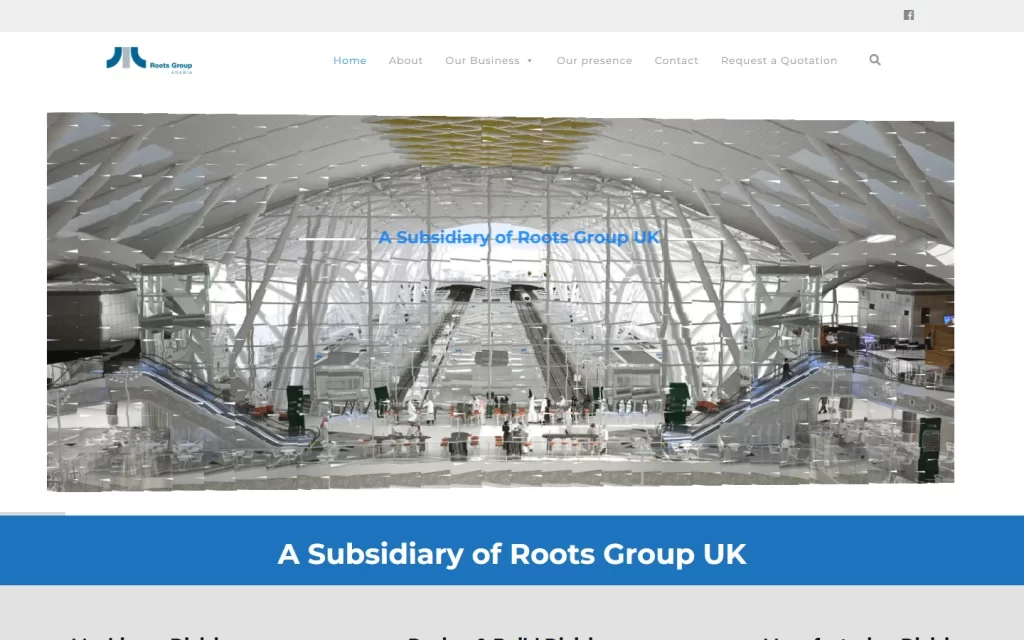 Roots Group Arabia website, desktop view