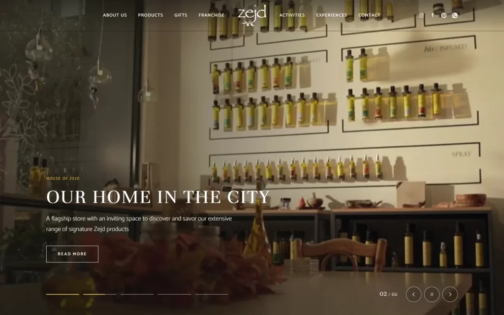 House of Zejd website, desktop view